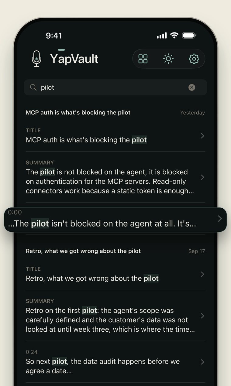 Search results for pilot, with the word highlighted in titles, summaries and transcript lines